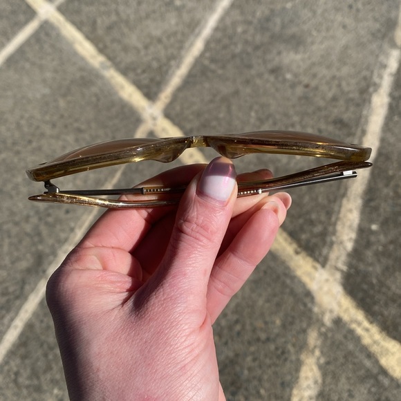 Yohji Yamamoto YY5018 Vintage Sunglasses Square Cat Eye Glitter Gold Gradient